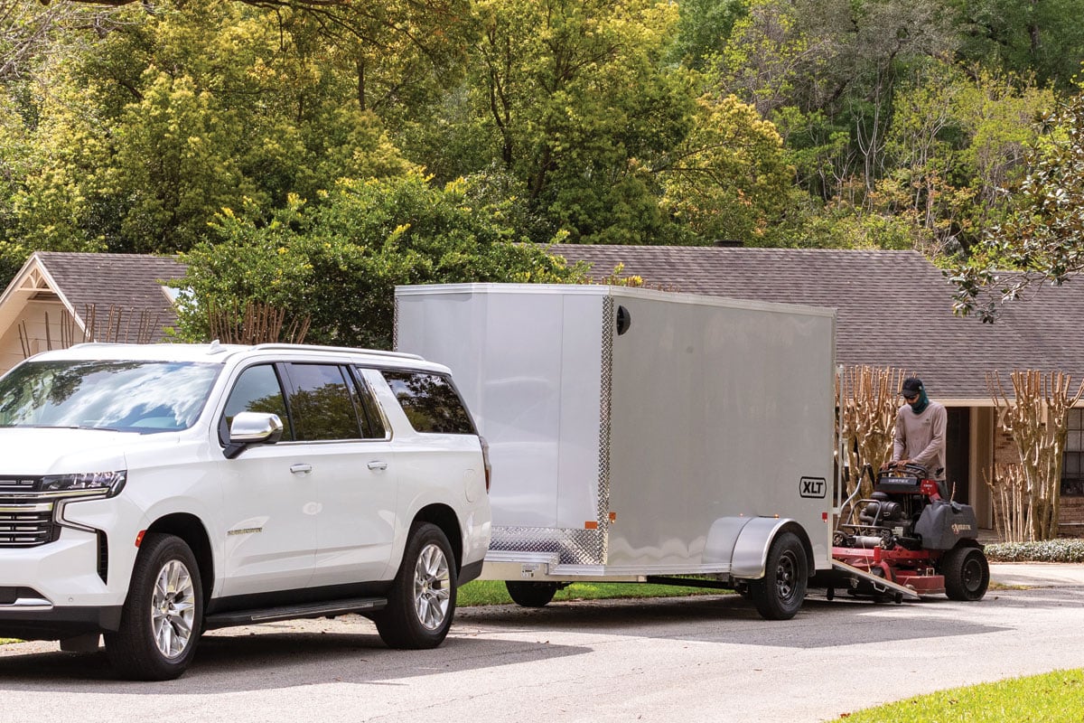 Lawn mower loading into a 6 wide xlt pro trailer